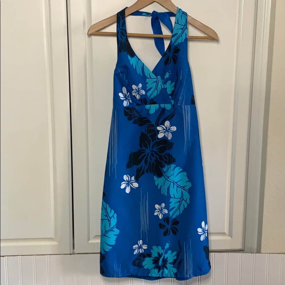 Hawaiian Blue Halter Mini Dress Size S
